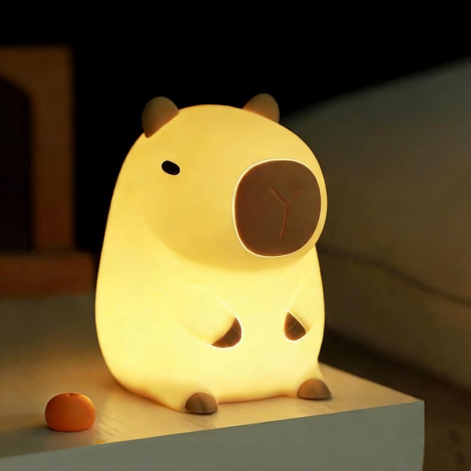 Comforso Capybara Night Light,Cute Soft Silicone Battery Powered LED Lamp,Squishy Animal Lamp for Bedroom & Living Room Decor,Nursery Bedside Light for Kids,Adorable Gift for Birthday,Christmas