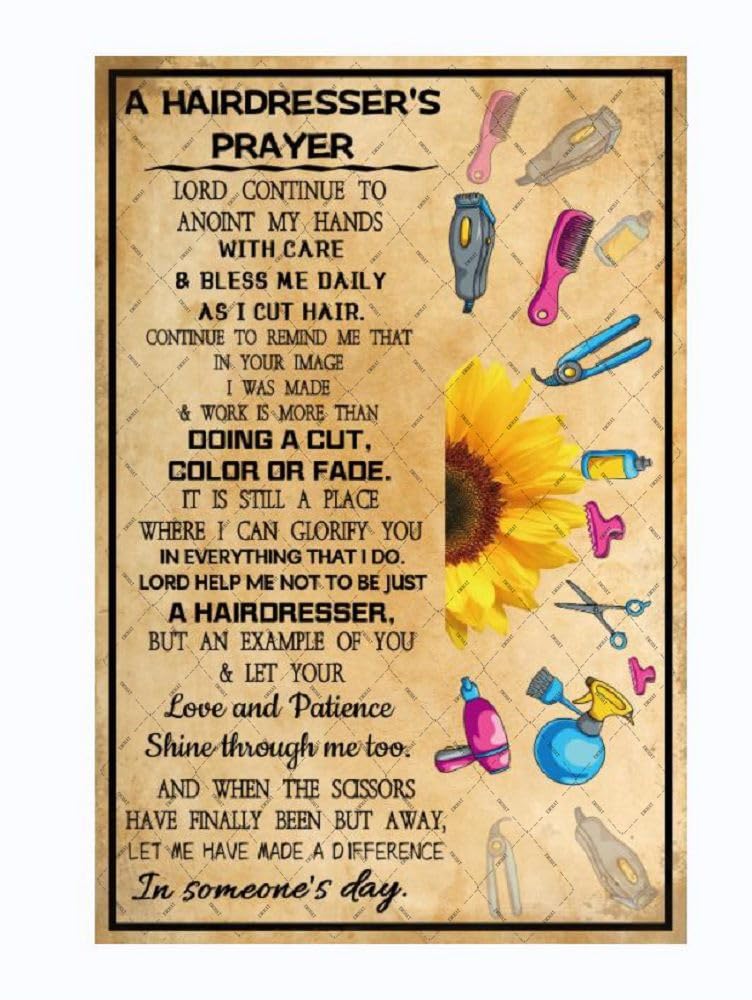 Vintage Metal Tin Sign A Hairdresser's Prayer Hair Salon Wall Decor Retro Decorations Wall Art Poster Plaque Funny S For Hair Salon Room Store Gifts 12x8 Inches Custom Private Property Signs Outdoor