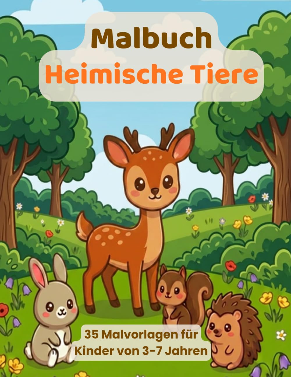 Malbuch Heimische Tiere: 35 Malvorlagen für Kinder von 3-7 Jahren