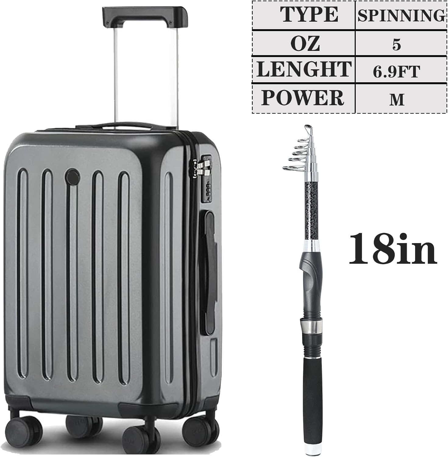 Fishing Rod, Telescopic Fishing Rod and Reel Combo, Collapsible Travel Fishing Pole Rod Starter Kit, Carbon Fiber Fishing Rods and 12 +1 Bearings Stainless Steel, Fishing Gifts for Men Adults - Image 2