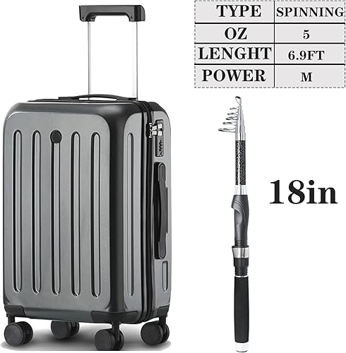 Miniatura 2 de Paquete de 2 cañas de pescar combinadas, carretes giratorios de fibra de carbono, bolsa transportadora de pesca para viajes, agua salada y agua dulce