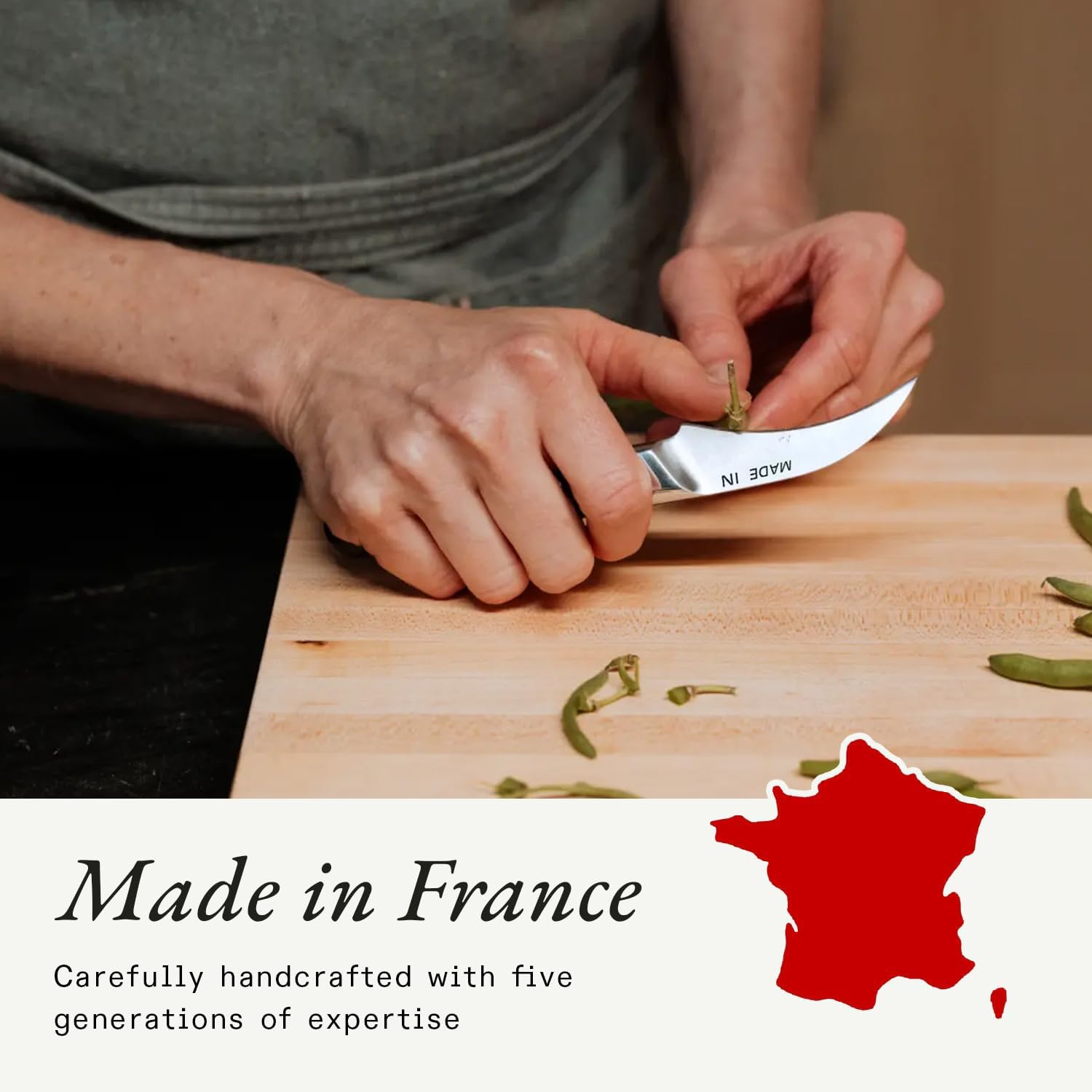 Made In Cookware | 3" Bird's Beak Paring Knife | Crafted in France | Full Tang With Olive Wood Handle