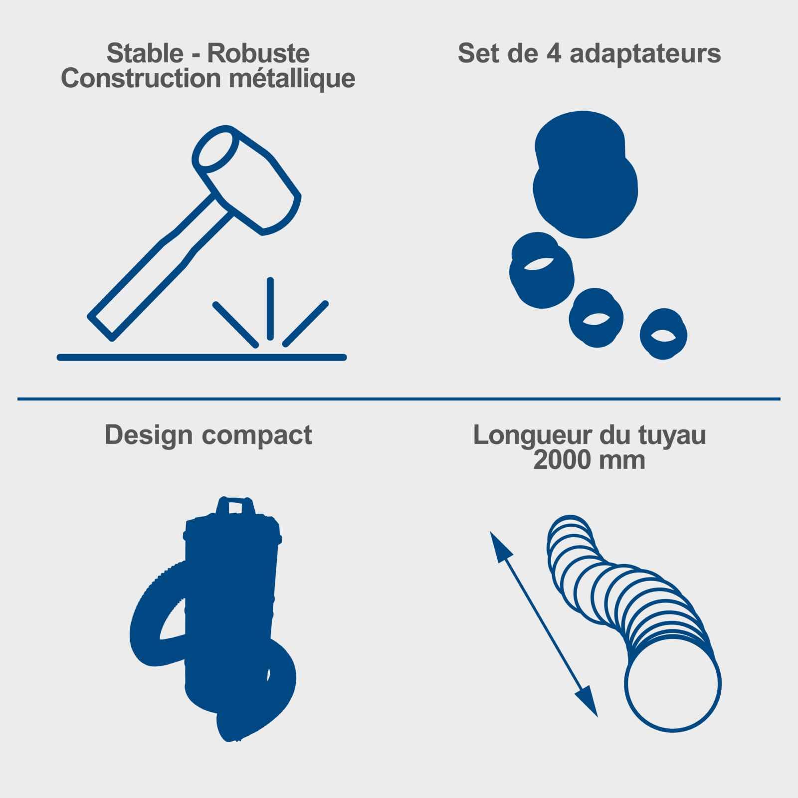 Scheppach Aspirateur DC100 | Capacité 65 litres 4 Sacs Papier Inclus | Cuve métallique avec poignée | Raccord de tuyau 100 mm |1200W| Débit d'air 215 m³/h | Set d'adaptateurs, cartouche filtrante