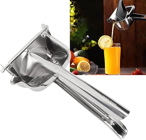 Miniatura 4 de Exprimidor de limón de cocina de acero inoxidable, exprimidor de mano de acero inoxidable 304, ergonómico, desmontable, ahorro de esfuerzos,