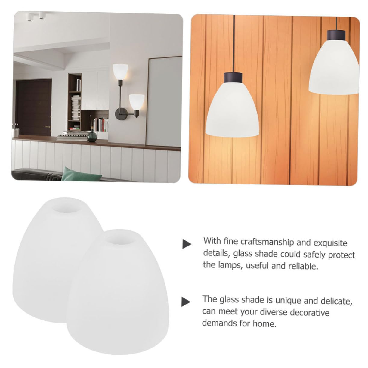 ULTECHNOVO 2 Stück Matte Glas Lampenschirme E27 Kompatibel für Wandlampen und Kronleuchter Modernes Design Weiß Dekorative Lampenschirmabdeckung für Wohnraum