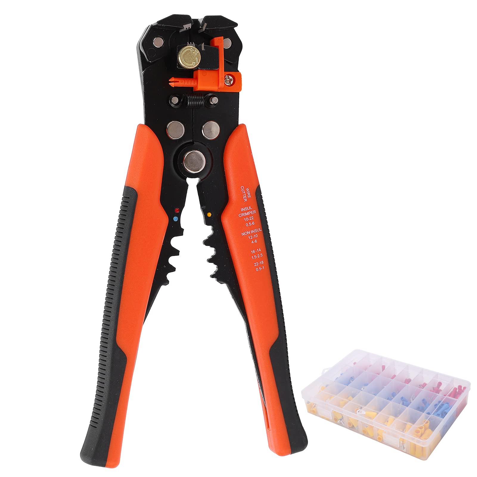 Kit profesional de 400 conectores de terminales de cable con pelacables, 3 colores y varios tamaños para proyectos de cableado eléctrico automotriz y marino.