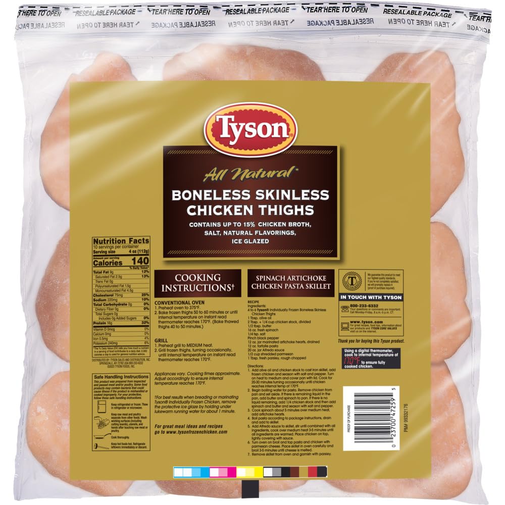 Tyson Boneless Skinless Chicken Thighs 2 5 lb Frozen — view 2
