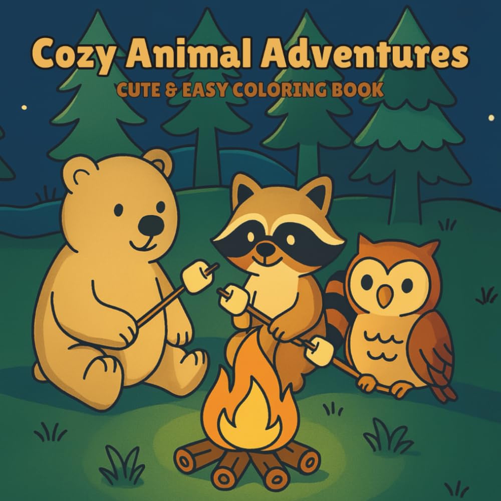 Cozy Animal Adventures: Cute & Easy Coloring Book