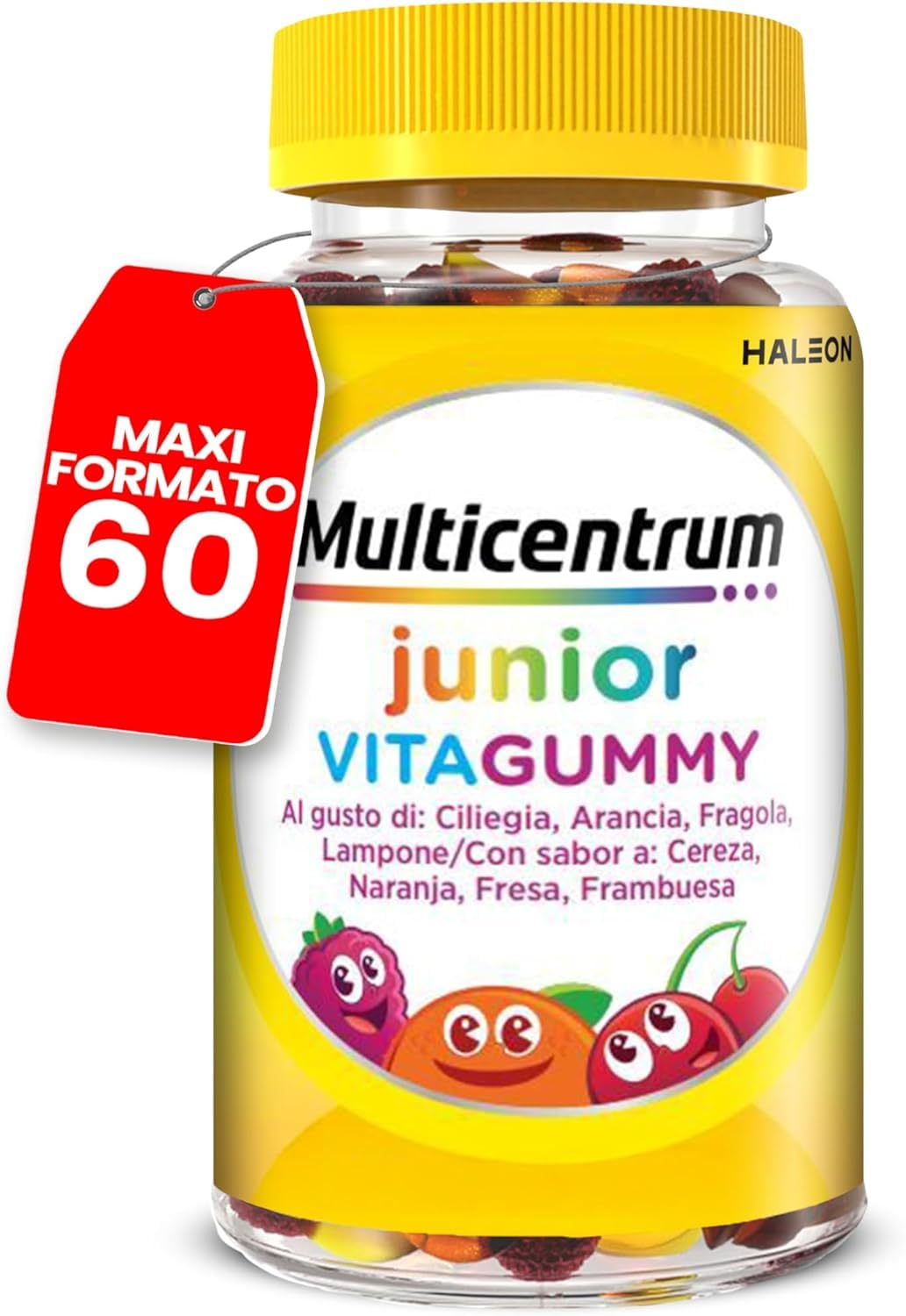 Multicentrum Vitagummy Integratore Alimentare di Vitamine e Minerali Formulato per Bambini 3+, con Vitamina D e Iodio, Gusto Frutta Mista, 60 Caramelle Gommose