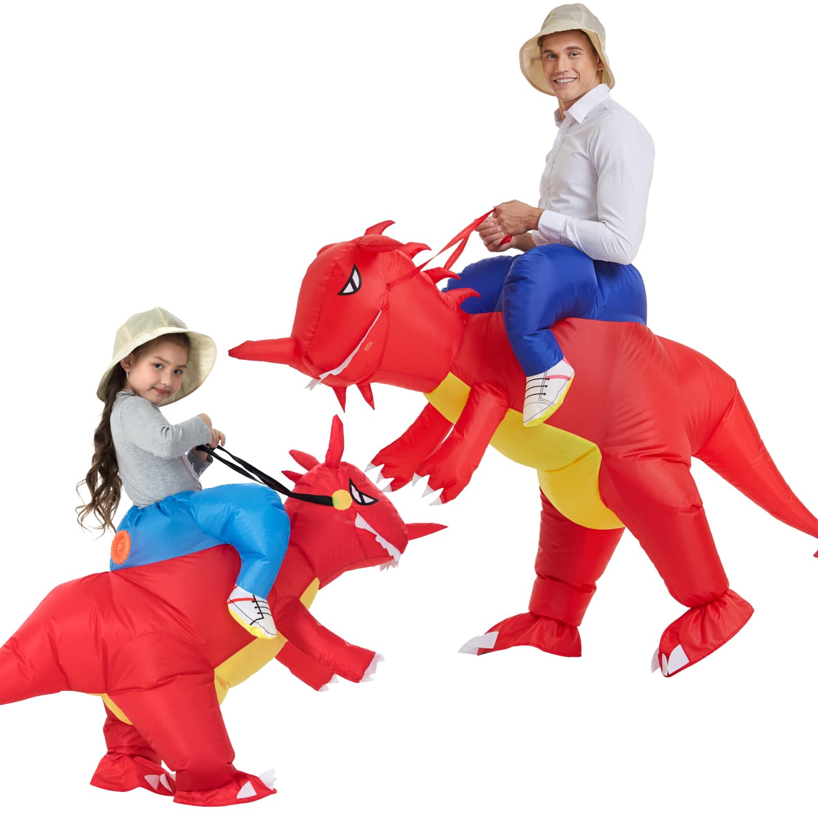 YEAHBEERInflatable Dinosaur Costume Adult,Inflatable Dinosaur Costume Kids,T-Rex Dress Costume Adult,Blow up Dinosaur Halloween Costume