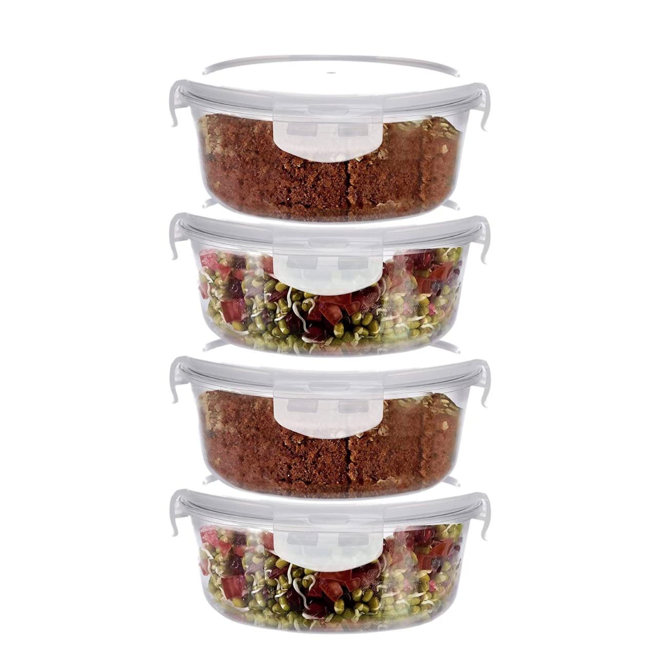 Cutting EDGE 400ML Round Glass Detachable Lock Container (Set of 4)