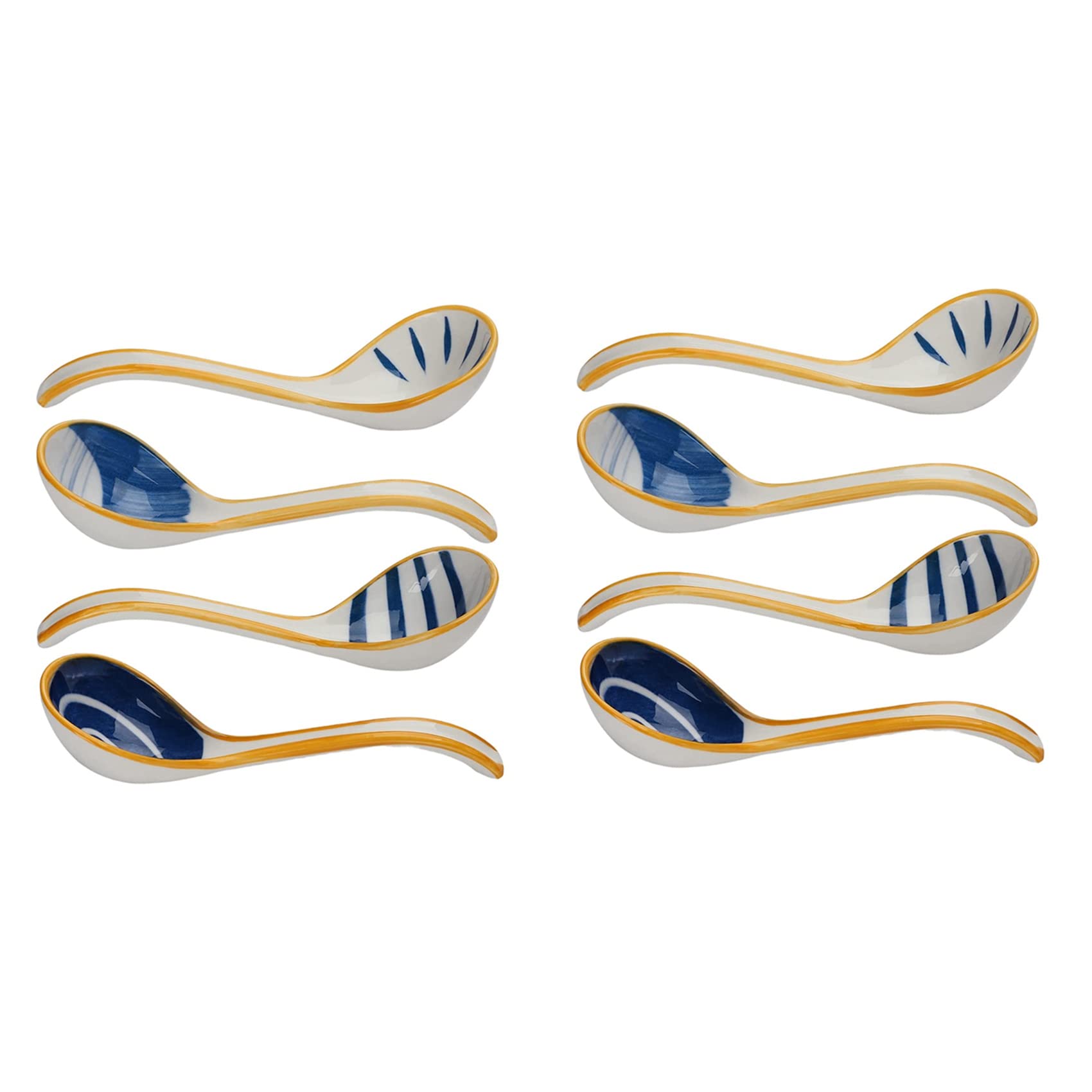 Hndhbfgrt 2X Ceramics Soup Spoons Set of Japanese Soup Spoon Long Handle Soup Spoons for Pho Ramen Noodles Wonton Dumpling Rice