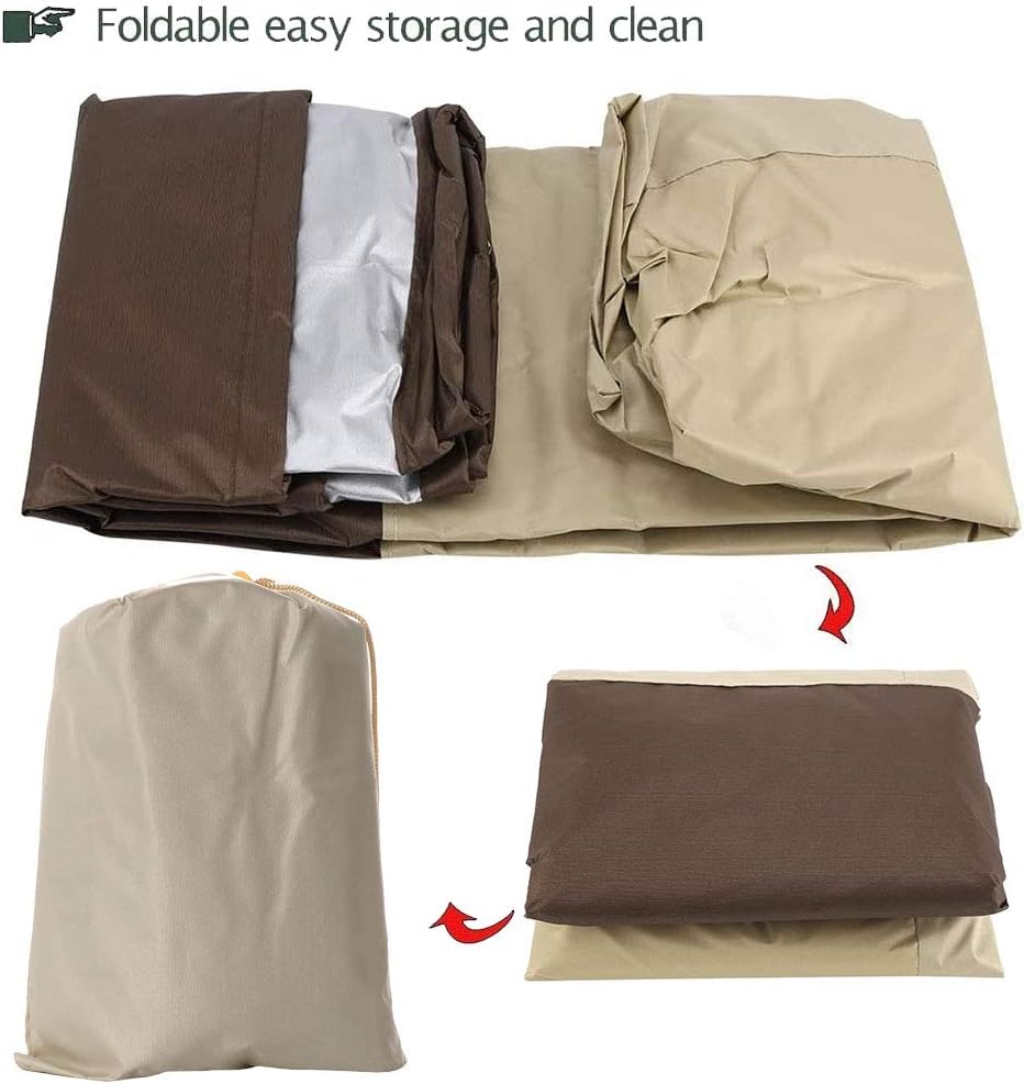 Patio Chair Covers Outdoor Lounge Chair Cover Waterproof 420D Fabric Furniture Single Chair Sofa Cover for Veranda Garden Patio (L: 38x35x31in/ 96.5x89x79cm, Apricot & Coffee)