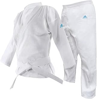 adidas| Adistart Karate Gi for Men, Women & Kids | Perfect for Training and Sparring | Lightweight Polycotton Martial Arts Uniform with Elasticated Waistband and White Belt (195g/7oz) 110-190cm