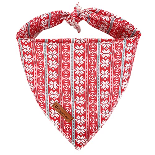 Image of Christmas Dog Bandana, Christmas Triangle Bid Scarf for Medium Large Dog, Cotton Dog Kerchief for Girl Boy Dogs, Red Dog Bandana, Adorable Comfortable Winter Bandana