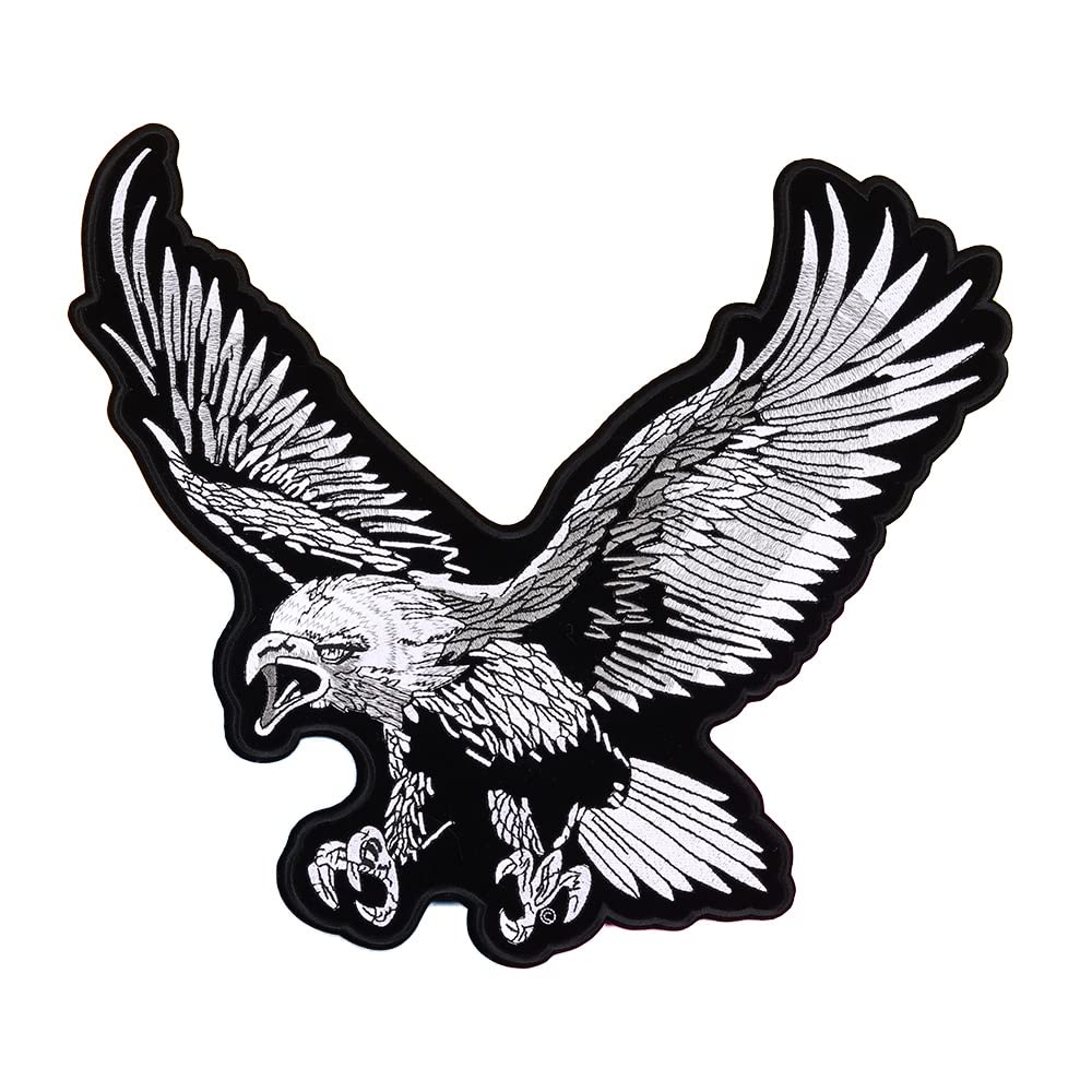 KENID 30cm Large Black brave Eagle patches Cloth Clothing Embroidery Punk Rock Bike Patch Large Embroidery Biker Patch Motorcycle Clothes Patch