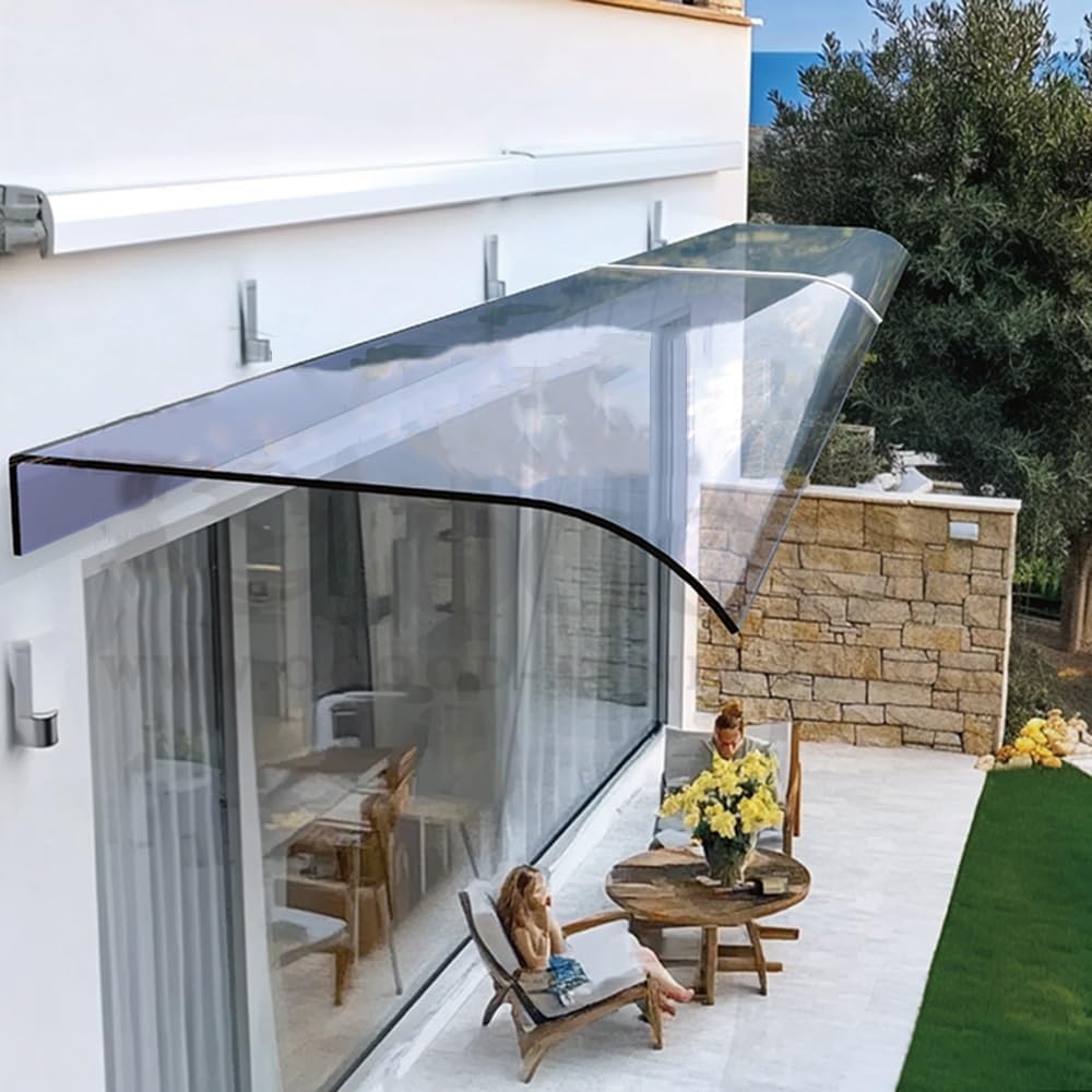 Fenstermarkise für den Außenbereich, Vordertür, Vordach, Breite 40,6 cm, 81,3 cm, 101,6 cm, 119,4 cm, 210 cm, durchsichtige Markisen, Polycarbonat-Abdeckung, Dachüberdachungen, Regenschutz
