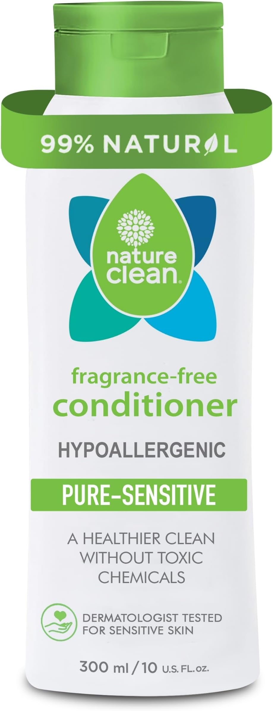 Unscented Hair Conditioner, Hypoallergenic, Non Toxic, Fragrance Free Conditioner Hair, Sulfate Free, Gentle, Safe for Sensitive Scalp, Color Safe for Color-Treated, 10 oz/300 ml