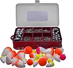 Maleta De Pesca Com Boias Anzol Chumbos E Girador Oferta