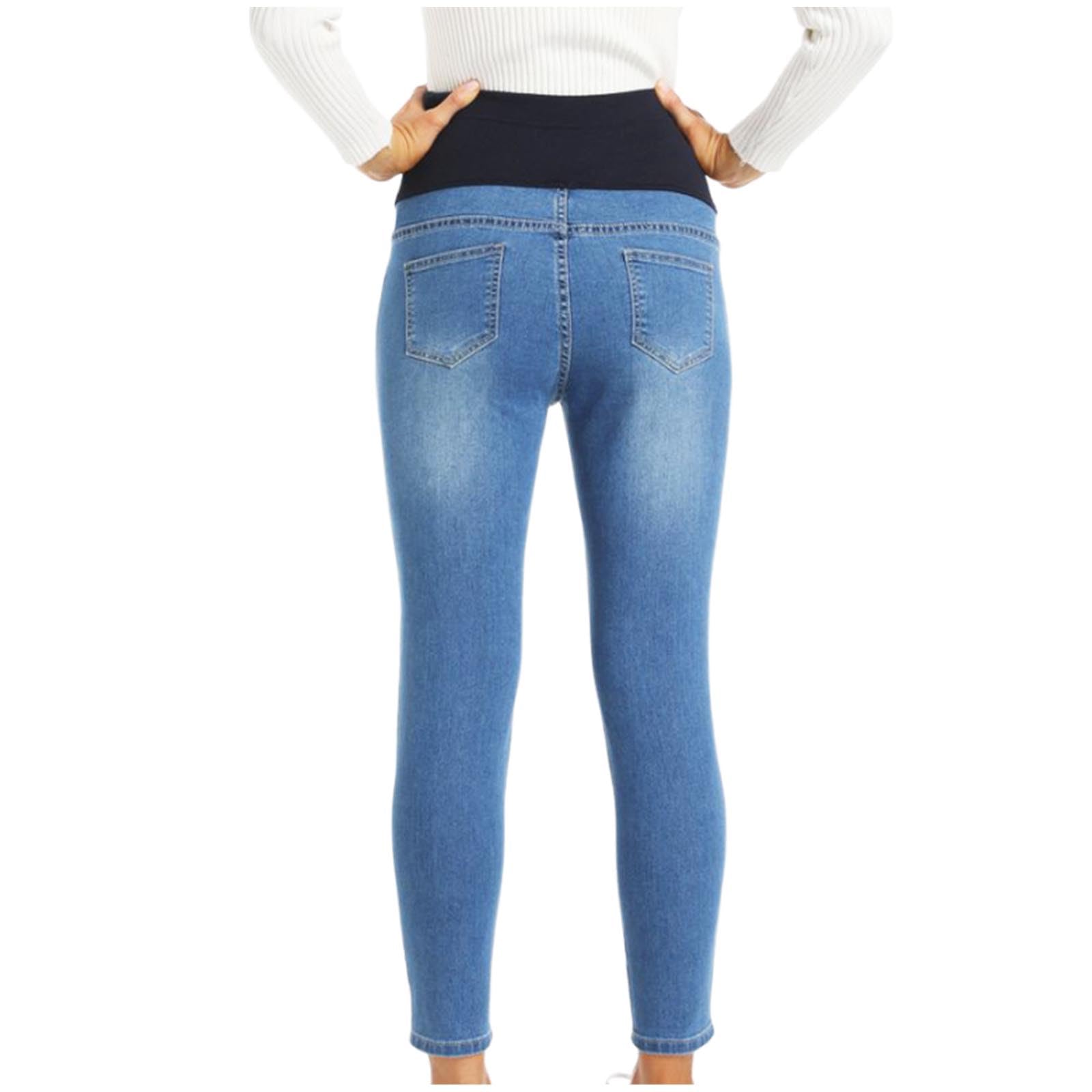 Pantalones Vaqueros de Maternidad Mujer Elásticos cómodos con Banda Abdominal Jeans Slim Fit Pantalones Largo Embarazo Primavera y Verano premamá Denim Pants