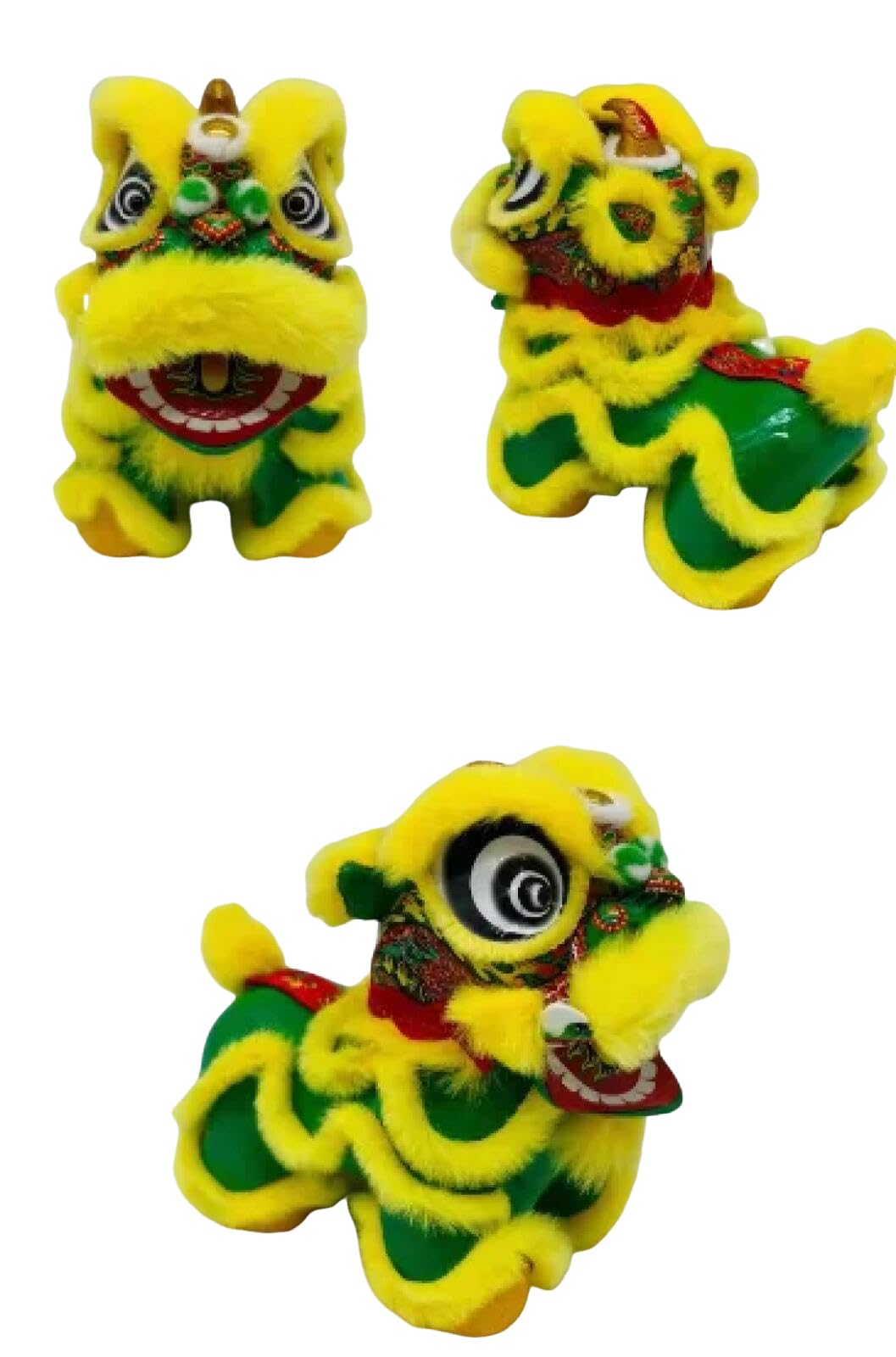 YRWIHRJKA Traditional Chinese Cute Lions Handmade Intangible Cultural Heritage Lion Dance Cart Decoration (Green)