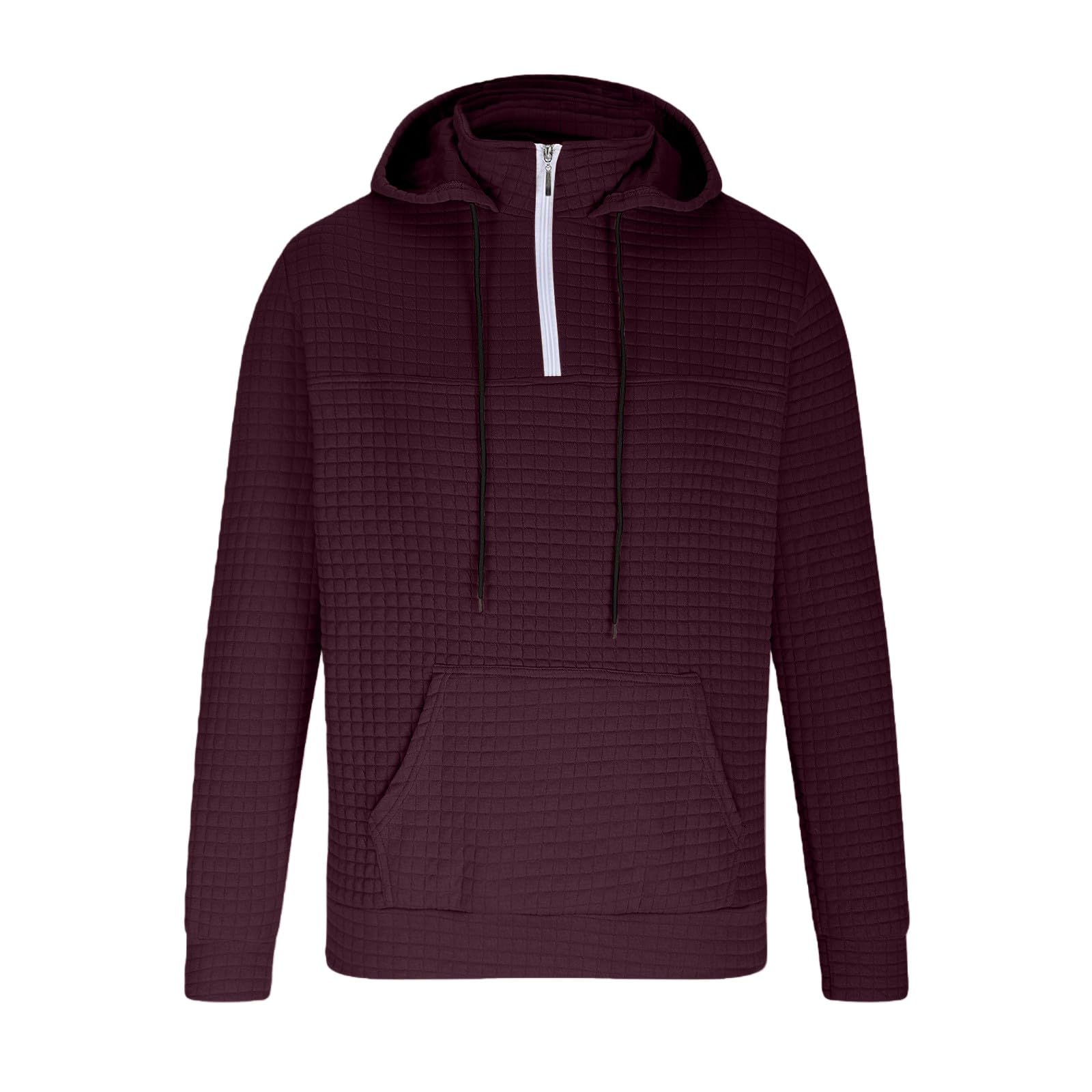 Sudaderas Hombres con Capucha Sudadera Y Cremallera para Hombre, A Cuadros, De Manga Larga, Cómoda, Uso Diario, Informal, Viajes Tops Rojos (White, XL) Ropa Deportiva Hombre Verano