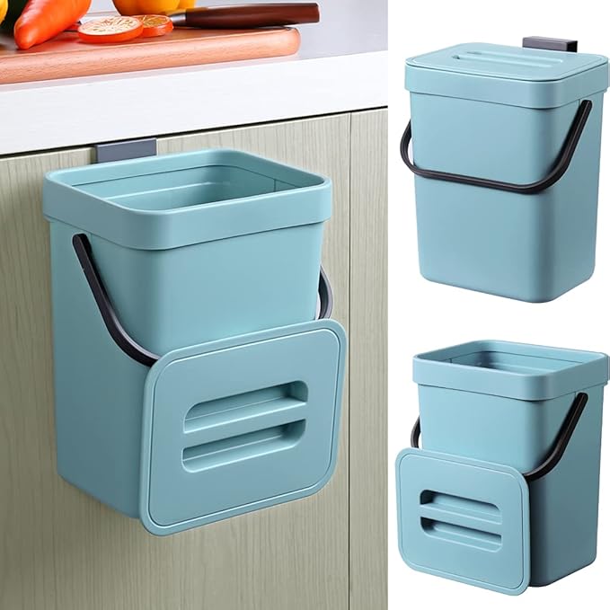 Compost Bin for Kitchen Counter, Hanging Small Trash Can Under Sink,1.3