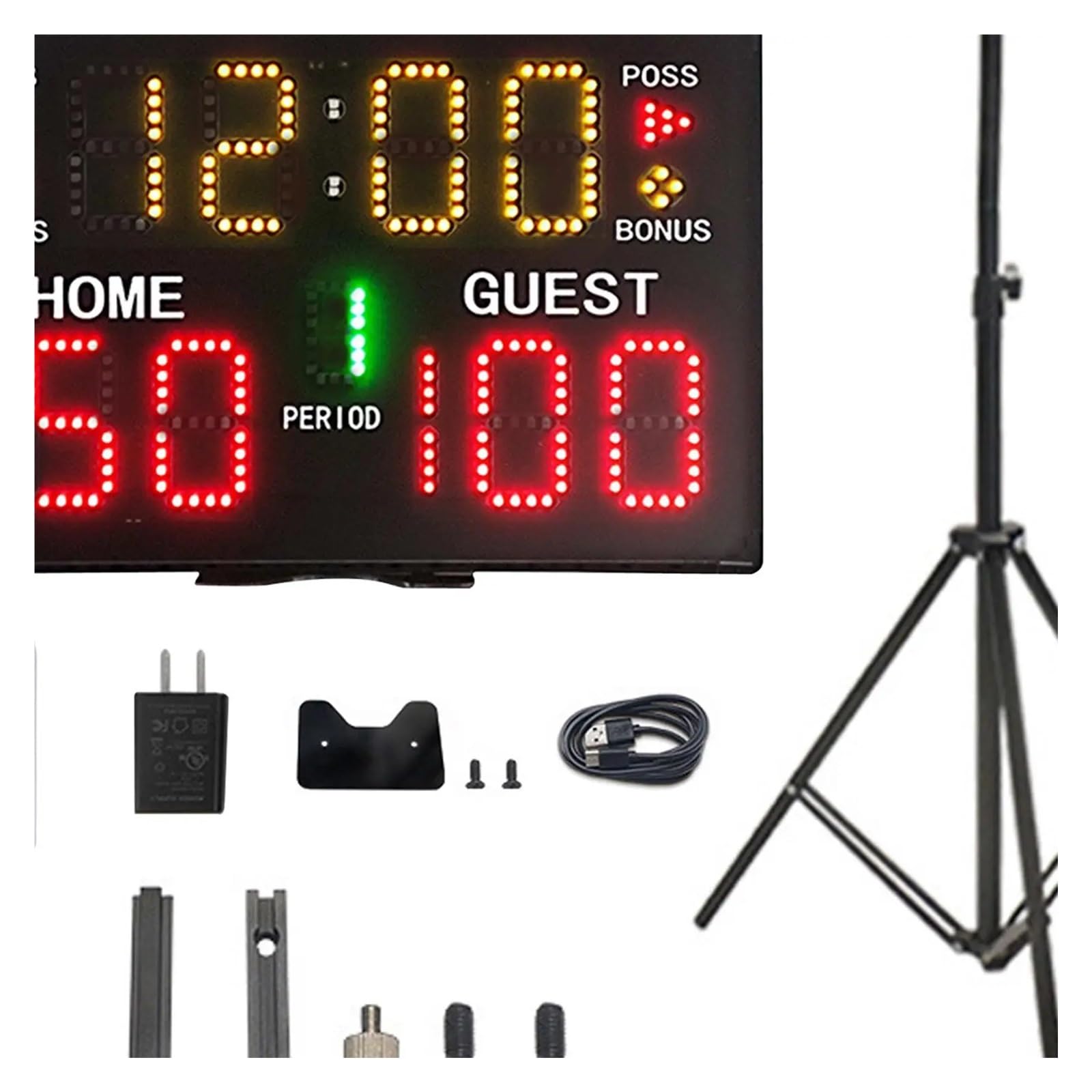 Tabellone segnapunti Digitale Portatile Orologio da Parete elettronico a Batteria Montato a for pallavolo, Tennis, Basket