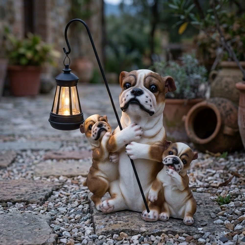 Lampada solare da giardino in resina a forma di cane 28 x 12 x 32 cm per
