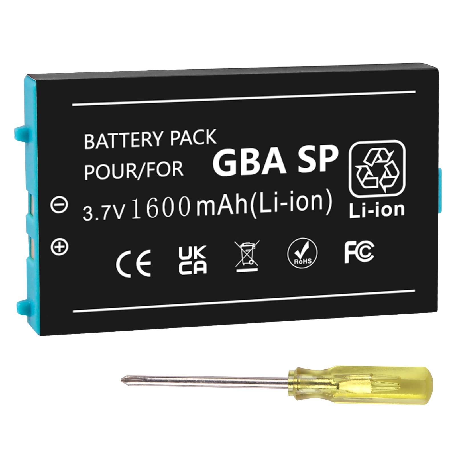 Battery Replacement for Nintendo Gameboy Advance SP Rechargeable Lithium-Ion Battery for Nintendo GBA SP AGS-001 SAM-003 with Screwdriver