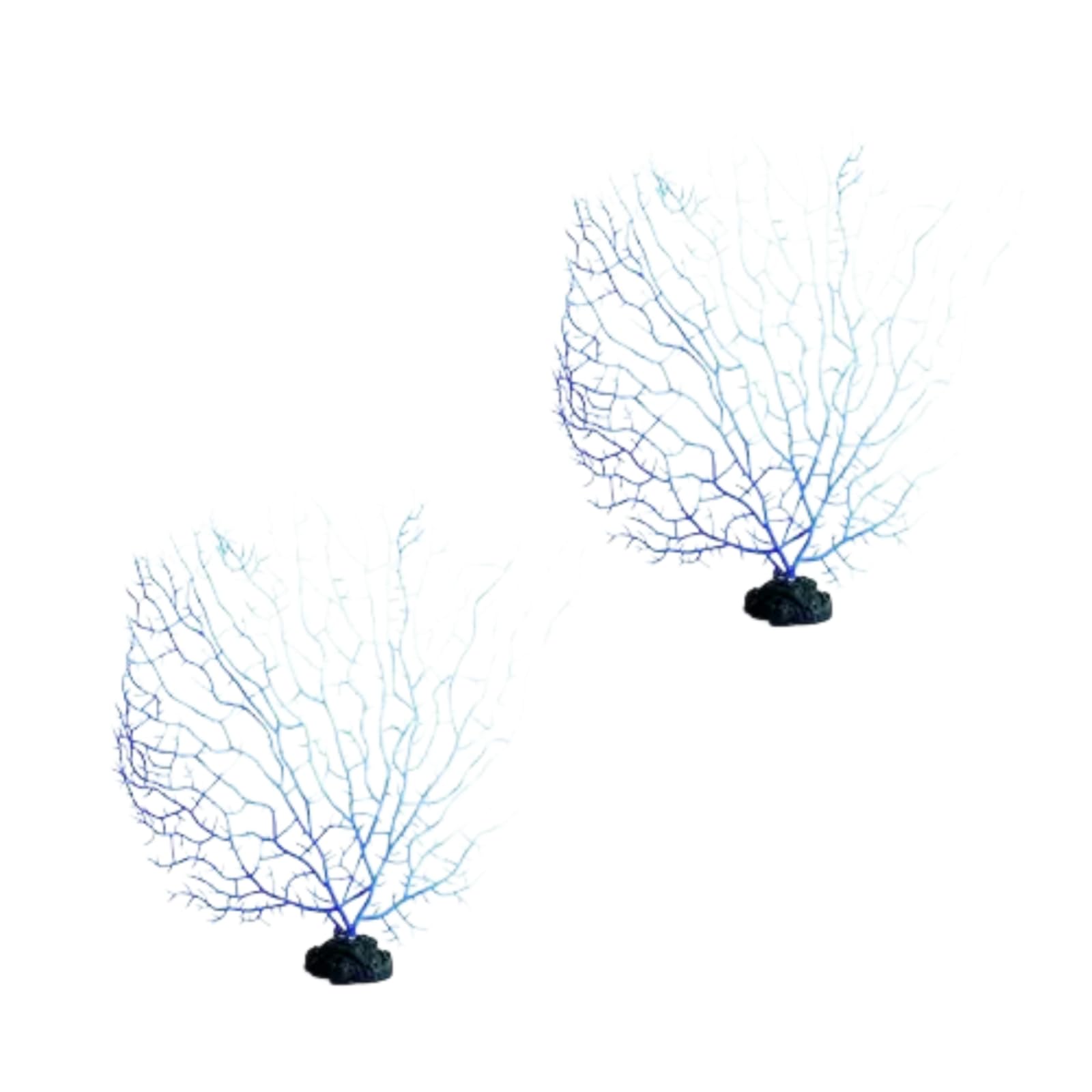 Pchnfei 2Pcs Blue Artificial Coral Branch Faux Aquariums Ornament Fish Tanks Landscape Sea Fan Decorations Artificial Coral Branch Aquarium Décor
