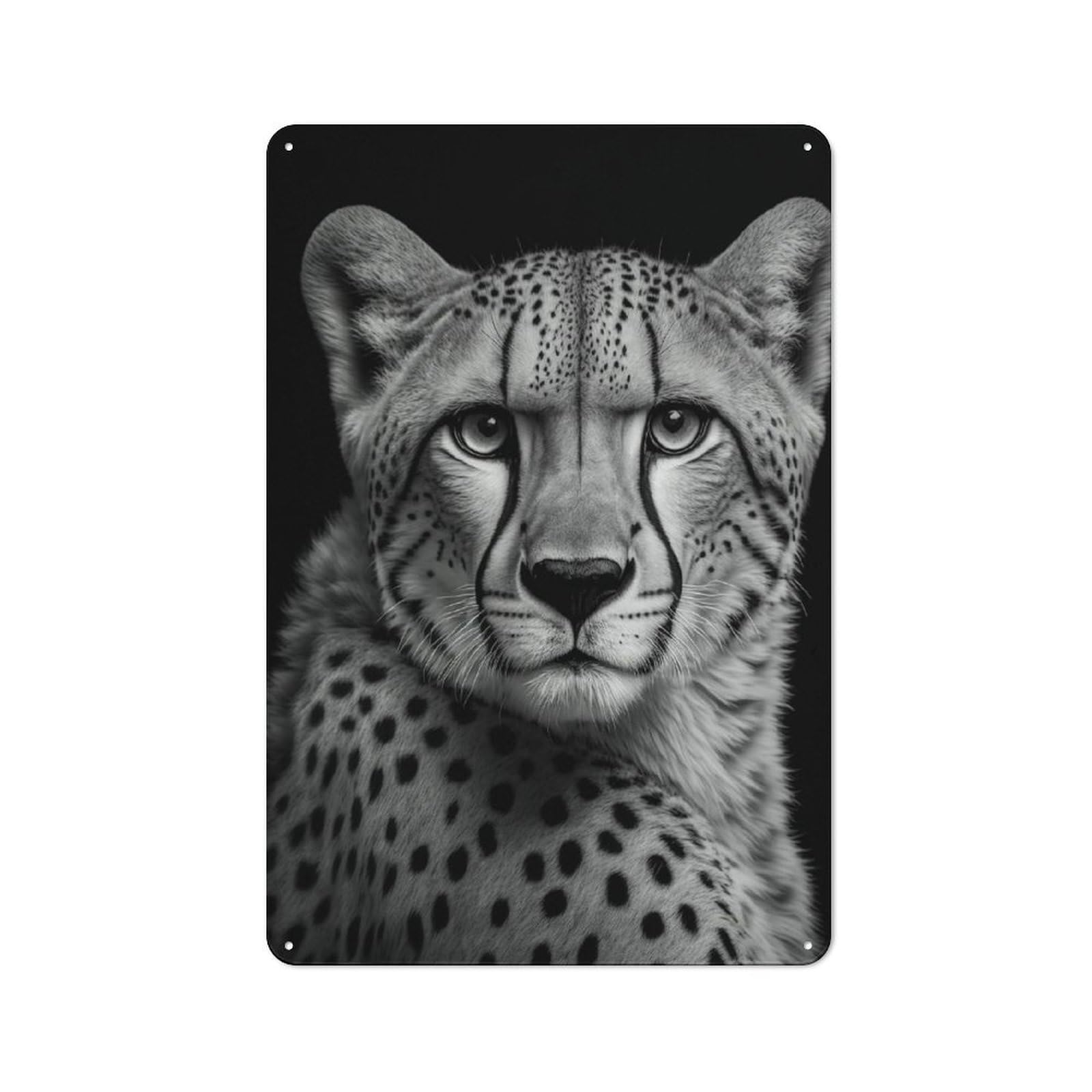 Junmoney Style-10 Tin Wall Plaque 30X20cm With Portrait Of A Cheetah For Guest Room Or Hallway, For Updating Guest Room And Hallway After Moving