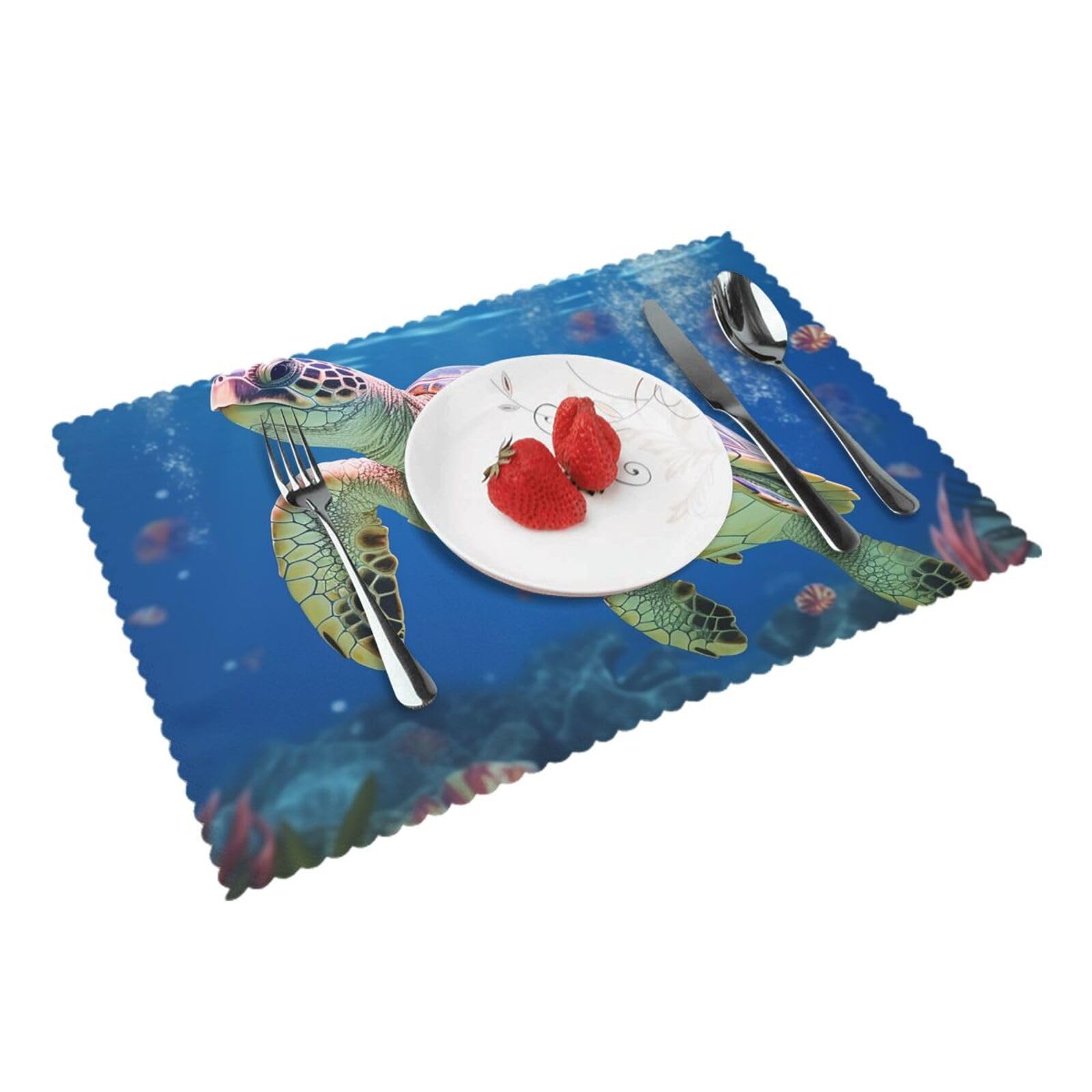 Placemats Set of 4 Heat Resistant Woven Place Mats for Dining Table Gray sea turtle Placemats Washable Wipeable PVC Table Mats Indoor/Outdoor Place Mats for Party Kitchen Decor 30x45 cm