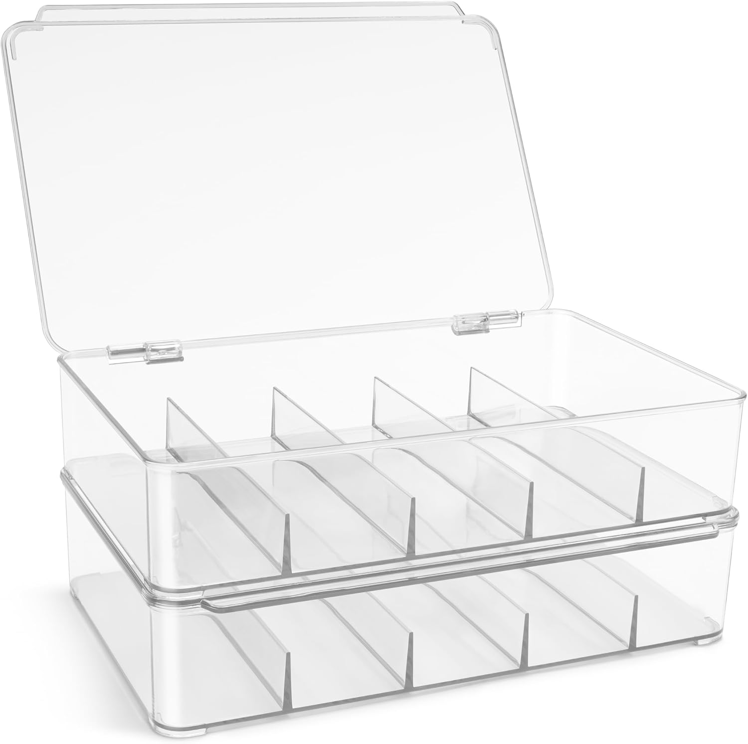 Sorbus Lego Storage Case - Plastic Stackable Organizers for Sorting Jewelry, Small Toys, Building Blocks, Markers, Action Figures - Storage Bins with Hinged Lid Includes 5 Sections (2 Pack)