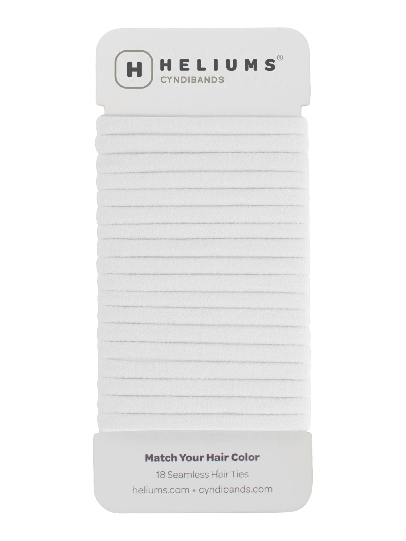 Heliums Seamless Hair Bands - White - 18 Count, Skinny 6mm, 4.5cm Diameter, Medium Hair Bobbles for Fine to Normal Hair