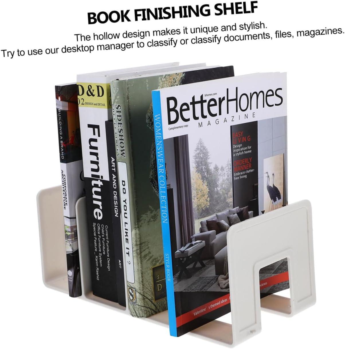 Convenient File Book Organizer Decorative Bookstand Elegant White Design