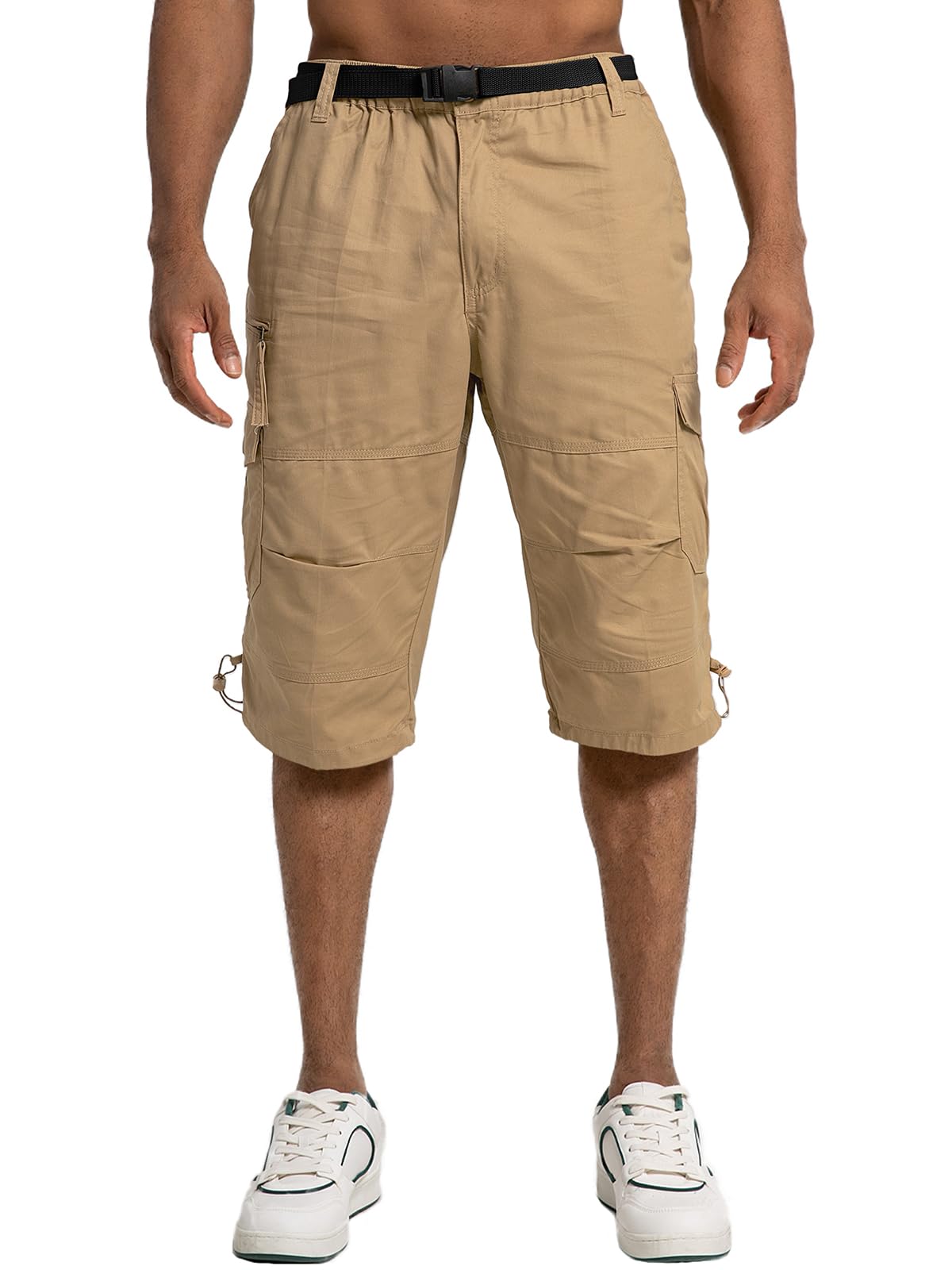Aotoyou Pantaloncini Cargo Uomo Pantaloni Corti 3/4 Bermuda Uomo Estivi in Cotone, Vita Elasticizzata, con Cintura