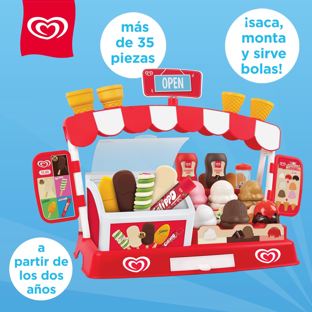Juego de heladería Oficial de Frigo Casdon | Heladería de Juguete para niños de Dos años en adelante | con congelador, mostrador, Monedas de Juguete y más de 35 Piezas