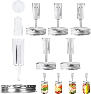 Gcroet Mason Jar Fermentation Lids, Plastic Fermentation Kit Includes 6 Fermenting Lids and 6 Airlocks, 2.76" Regular Mouth (Jars Not Included)...