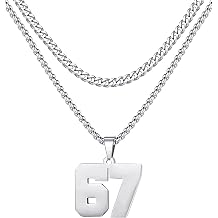 Personalized Jersey Number Layered Necklaces for Men Stainless Steel Athletes Sports Number Chain for Men Baseball Basketball Football Gifts