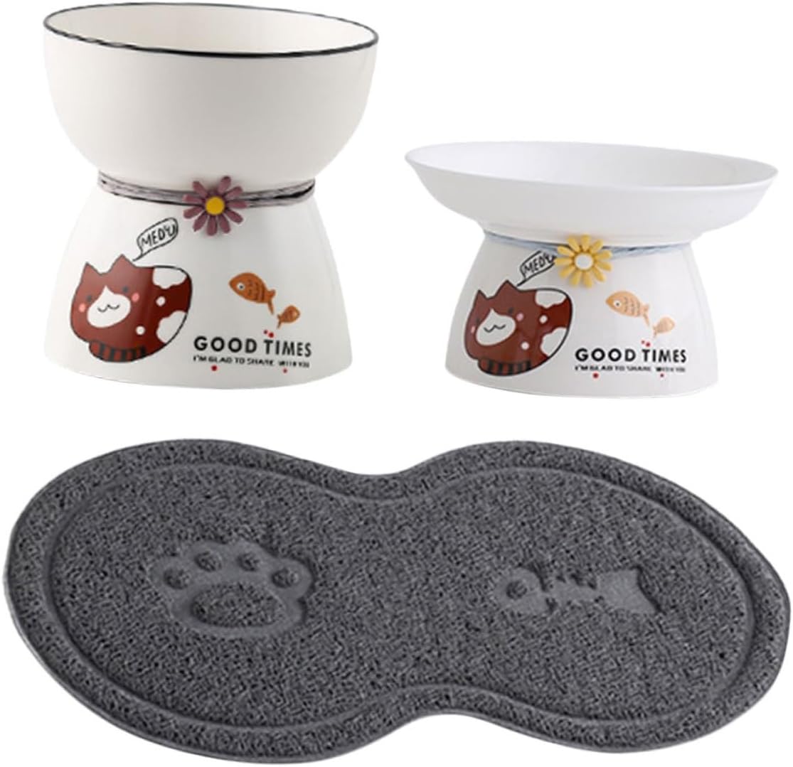 BESPORTBLE 1set Cat Elevated Bowl Smooth Cat Feeder for Food Water Non-Slip Design for Neck Protection Comfortable Mealtime