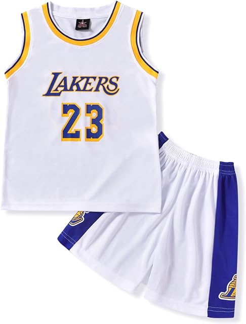Kids Boys Basketball Jerseys, 2-Piece #23 Basketball Performance Tank Top Set, Sleeveless Basketball Jersey and Boys Shorts