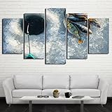 Genérico 5X Lienzos Decorativos con una perca en un lago helado Pintura Prueba de Agua con Marco Listo para Colgar Sala Estar Décor Dormitorio Regalo