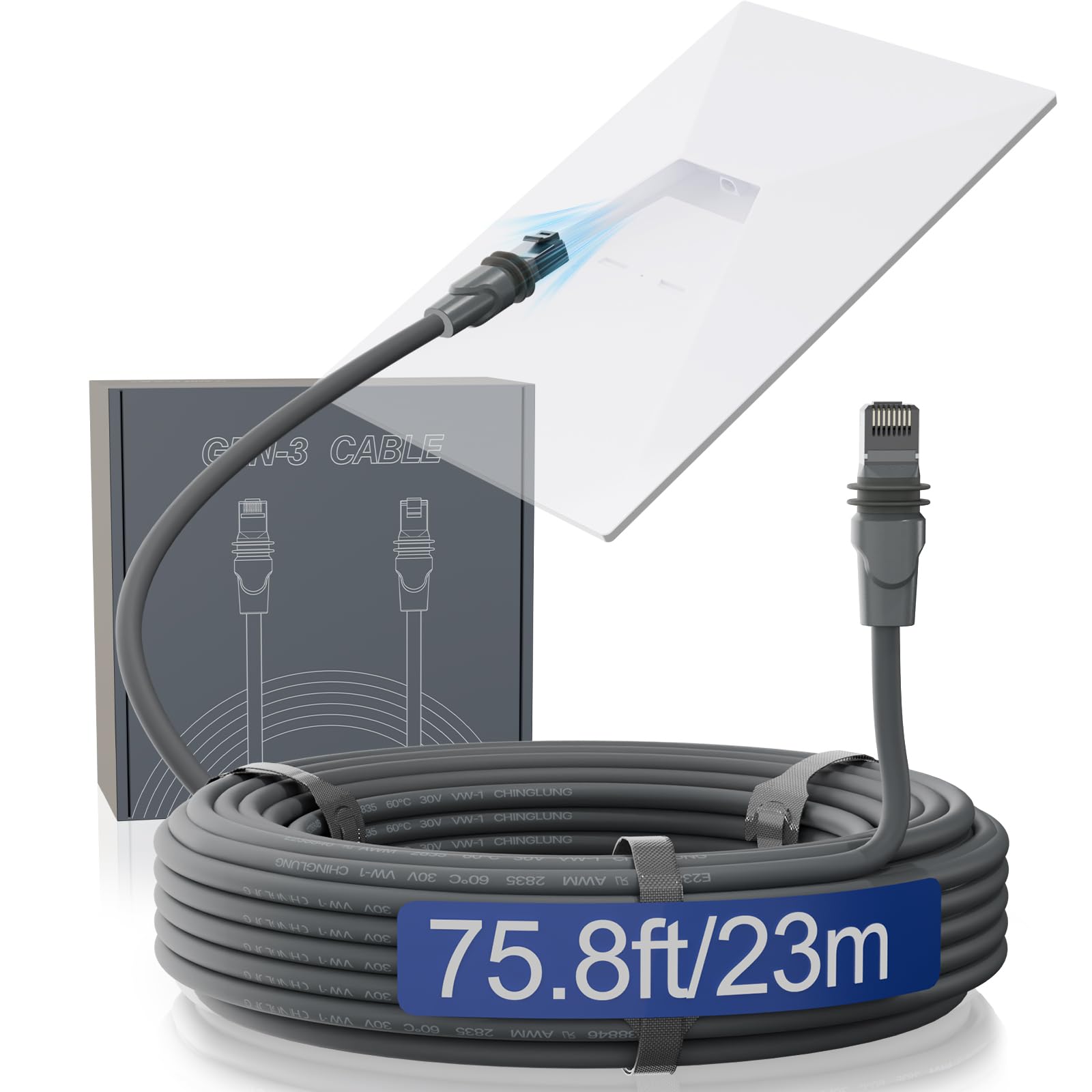 75.8FT Starlink Cable for Standard 4/4X/V4/V5, Premium Starlink Gen 3 Cable