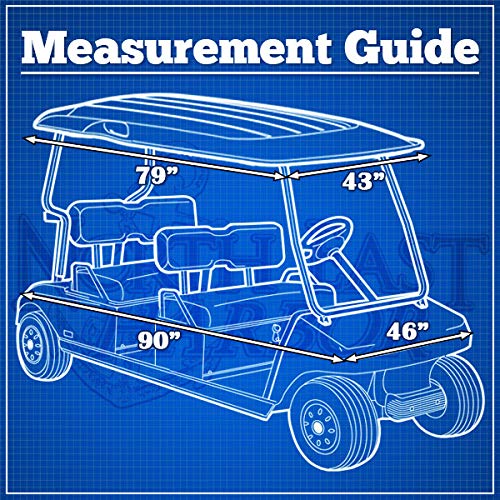 North East Harbor Waterproof Superior Black Golf Cart Cover Covers Compatible with Club Car, EZGO, Yamaha, Fits Most Four-Person Golf Carts
