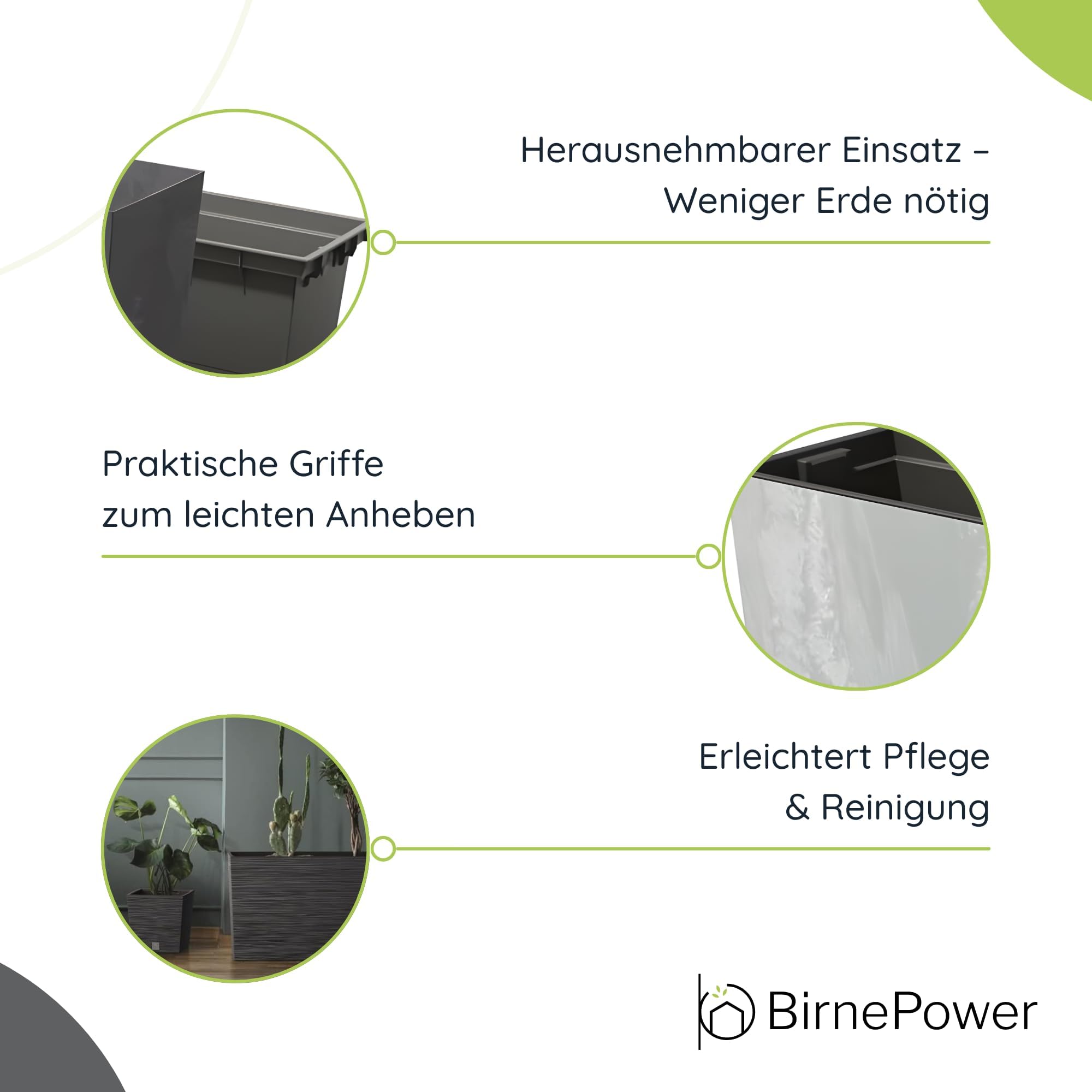BirnePower Blumenkasten Blumenkübel Blumentopf Pflanzkasten Balkonkasten Matt Pflanzgefäß Middle 77cm x 41cm mit Pflanzeinsatz (Anthrazit Matt)