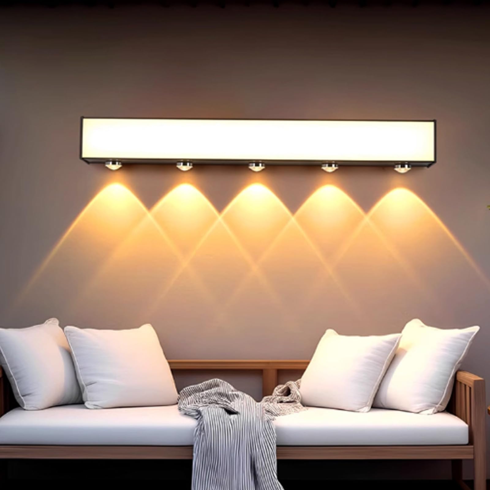 Wandleuchte LED IP65 Etanche Avec Spots, modernes Design, Longue, aus Aluminium, minimalistischer Stil, Rechteck, Schwarz, für Villa, Couloir, Garten, Bad