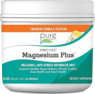 Pure Essence Labs Ionic Fizz Magnesium Plus, Anti-Stress Supplement Drink Powder, Gluten Free and Non-GMO Magnesium Powder (Orange Vanilla, 6.03 Ounce (Pack of 1))