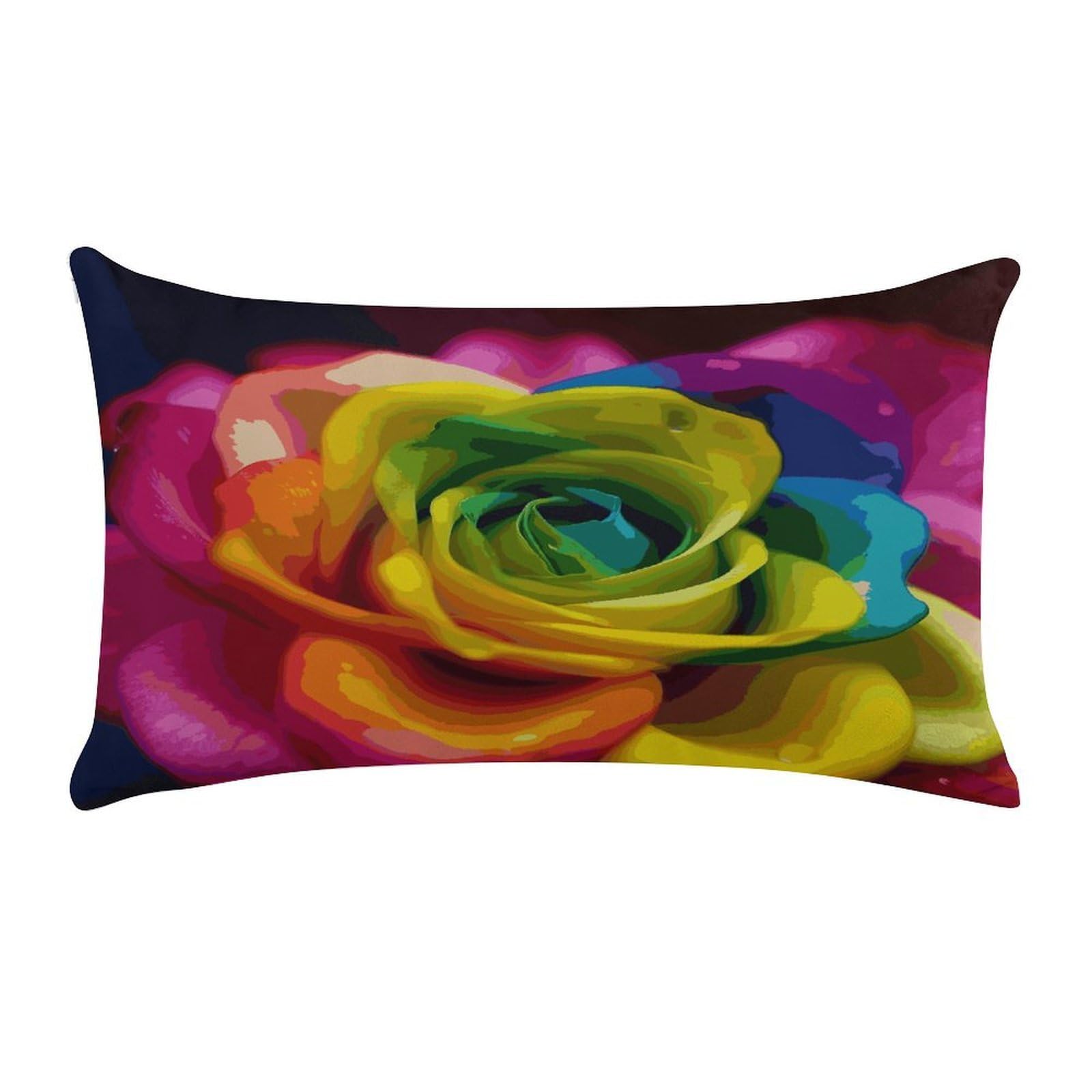Rainbow Flower Pillow Case Decorative Rectangle Throw Pillow Cover Soft Plush Pillowcase Cozy Cushion Case Modern Pillow Sham Cushion Cover for Bedroom Sofa Couch 20 X 12 Inch