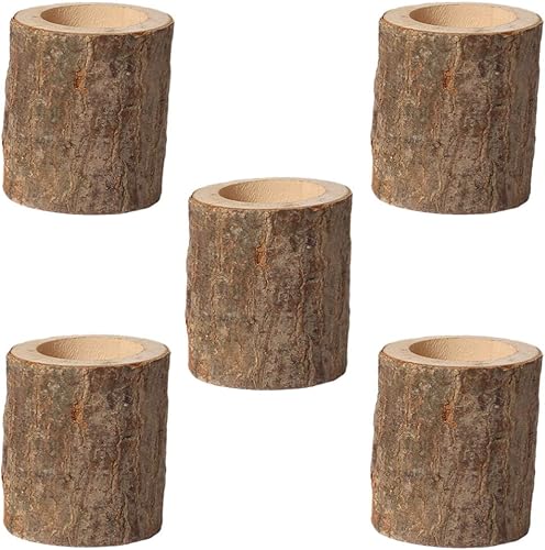 Miniatura 9 de BESTOYARD Paquete de 5 portavelas de madera para decoración de fiestas, bodas, Navidad, vacaciones, 2.7 x 2.3 pulgadas